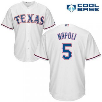 Men's Texas Rangers #5 Mike Napoli White Home Stitched MLB Majestic Cool Base Jersey