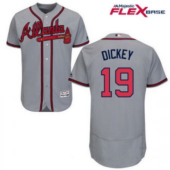 Men's Atlanta Braves #19 R.A. Dickey Gray Road Stitched MLB Majestic Flex Base Jersey