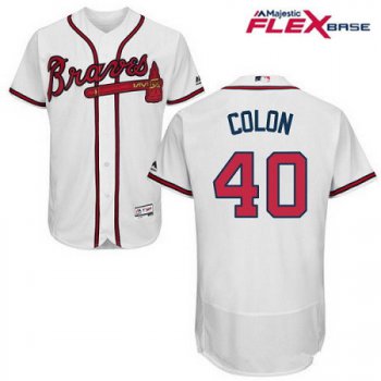 Men's Atlanta Braves #40 Bartolo Colon White Home Stitched MLB Majestic Flex Base Jersey