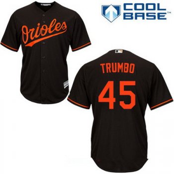 Men's Baltimore Orioles #45 Mark Trumbo Black Alternate Stitched MLB Majestic Cool Base Jersey