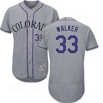 Men's Colorado Rockies #33 Larry Walker Retired Gray Road Stitched MLB Majestic Flex Base Jersey