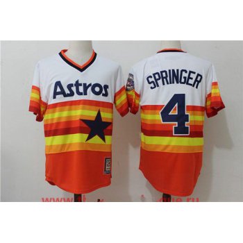 Men's Houston Astros #4 George Springer Orange Rainbow Cooperstown Stitched MLB Majestic Cool Base Jersey