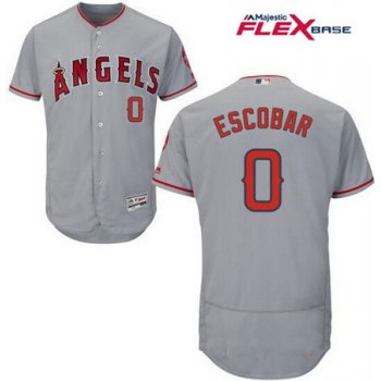 Men's Los Angeles Angels of Anaheim #0 Yunel Escobar Gray Road Stitched MLB Majestic Flex Base Jersey