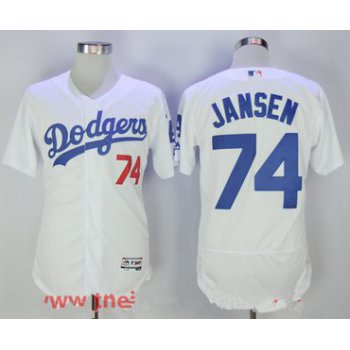 Men's Los Angeles Dodgers #74 Kenley Jansen White Home Stitched MLB Majestic Flex Base Jersey