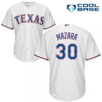 Men's Texas Rangers #30 Nomar Mazara White Home Stitched MLB Majestic Cool Base Jersey