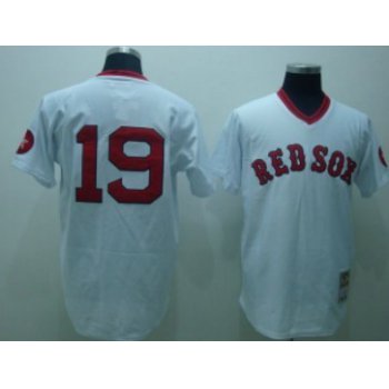 Boston Red Sox #19 Fred Lynn 1975 White Throwback Jersey