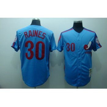 Montreal Expos #30 Tim Raines 1982 Blue Throwback Jersey