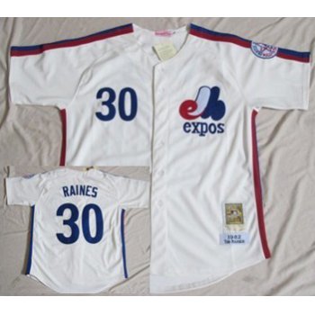 Montreal Expos #30 Tim Raines 1982 Cream Throwback Jersey