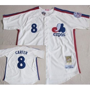 Montreal Expos #8 Gray Carter 1982 Cream Throwback Jersey