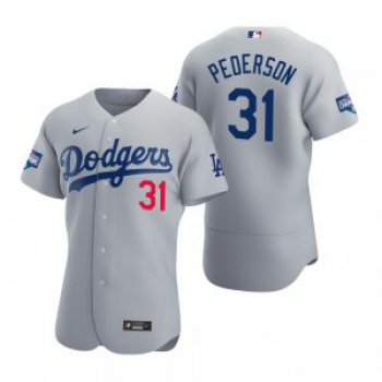 Los Angeles Dodgers #31 Joc Pederson Gray 2020 World Series Champions Jersey