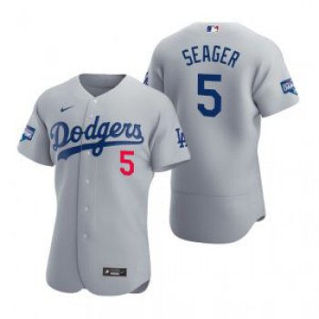Los Angeles Dodgers #5 Corey Seager Gray 2020 World Series Champions Jersey