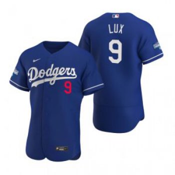 Los Angeles Dodgers #9 Gavin Lux Royal 2020 World Series Champions Jersey