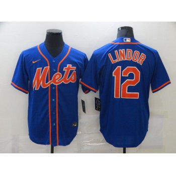 Men's New York Mets #12 Francisco Lindor Blue Stitched MLB Cool Base Nike Jersey