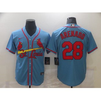 Men's St. Louis Cardinals #28 Nolan Arenado Light Blue Stitched MLB Cool Base Nike Jersey