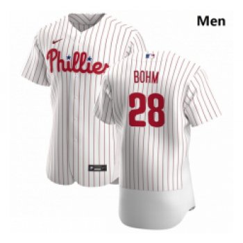 Philadelphia Phillies 28 Alec Bohm Men Nike White Home 2020 Authentic Player MLB Jersey
