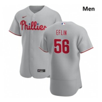 Philadelphia Phillies 56 Zach Eflin Men Nike Gray Road 2020 Authentic Player MLB Jersey