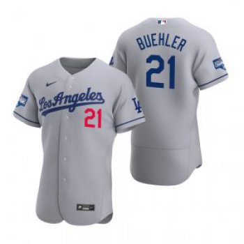 Los Angeles Dodgers #21 Walker Buehler Gray 2020 World Series Champions Road Jersey