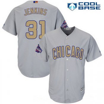 Men's Chicago Cubs #31 Fergie Jenkins Gray World Series Champions Gold Stitched MLB Majestic 2017 Cool Base Jersey