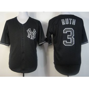 New York Yankees #3 Babe Ruth Black Fashion Jersey