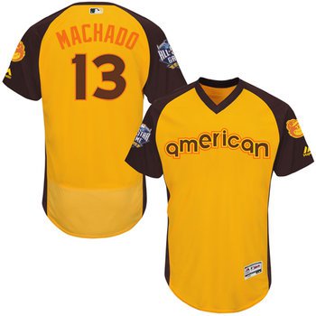 Manny Machado Gold 2016 All-Star Jersey - Men's American League Baltimore Orioles #13 Flex Base Majestic MLB Collection Jersey