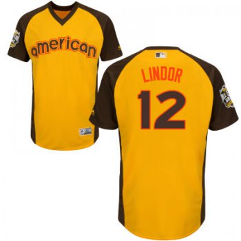 Men's American League Cleveland Indians #12 Francisco Lindor Gold 2016 MLB All-Star Cool Base Collection Jersey