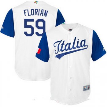 Men's Team Italy Baseball Majestic #59 Frailyn Florian White 2017 World Baseball Classic Stitched Replica Jersey