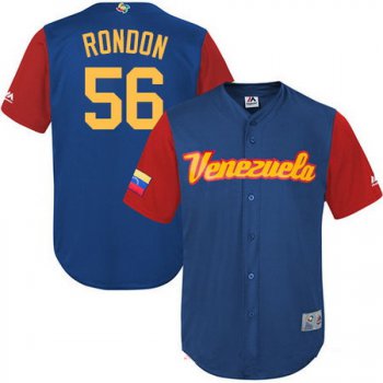 Men's Team Venezuela Baseball Majestic #56 Hector Rondon Royal Blue 2017 World Baseball Classic Stitched Replica Jersey