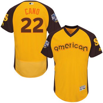 Robinson Cano Gold 2016 All-Star Jersey - Men's American League Seattle Mariners #22 Flex Base Majestic MLB Collection Jersey