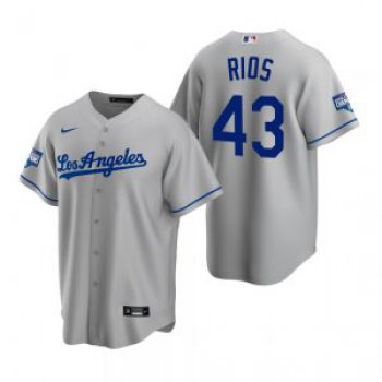 Los Angeles Dodgers #43 Edwin Rios Gray 2020 World Series Champions Replica Jersey
