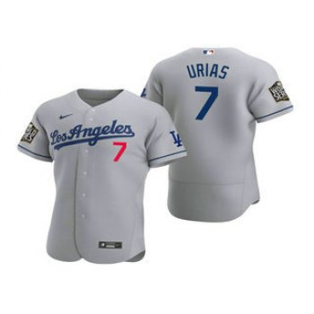 Men's Los Angeles Dodgers #7 Julio Urias Gray 2020 World Series Authentic Road Flex Nike Jersey