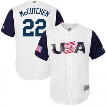 Men's Team USA Baseball Majestic #22 Andrew McCutchen White 2017 World Baseball Classic Stitched Replica Jersey