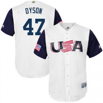 Men's Team USA Baseball Majestic #47 Sam Dyson White 2017 World Baseball Classic Stitched Replica Jersey