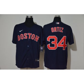 Men's Boston Red Sox #34 David Ortiz Navy Blue Stitched MLB Cool Base Nike Jersey