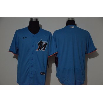 Men's Miami Marlins Blank Blue Stitched MLB Flex Base Nike Jersey
