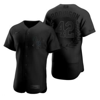 Men's New York Yankees #42 Jackie Robinson Black Nike Flexbase Fashion Jersey