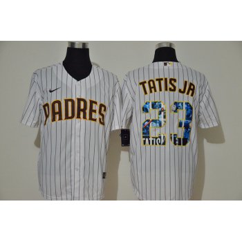 Men's San Diego Padres #23 Fernando Tatis Jr. White Unforgettable Moment Stitched Fashion MLB Cool Base Nike Jersey