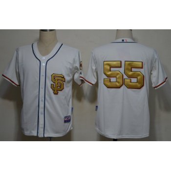 San Francisco Giants #55 Tim Lincecum Cream With Gold SF Edition Jersey