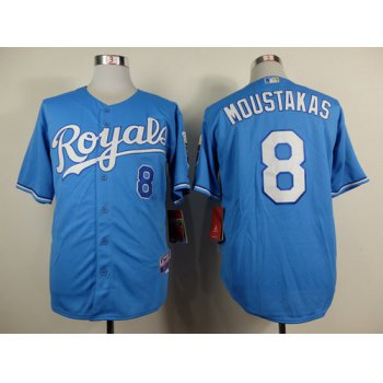 Kansas City Royals #8 Mike Moustakas Light Blue Jersey