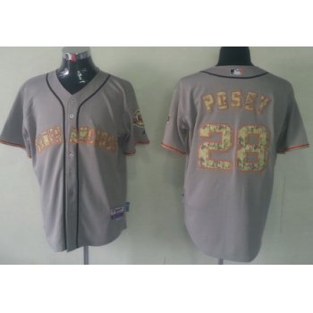San Francisco Giants #28 Buster Posey Gray With Camo Jersey