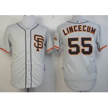 San Francisco Giants #55 Tim Lincecum Gray SF Edition Jersey