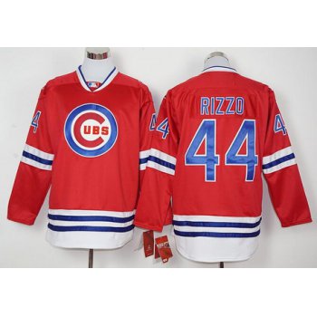 Men's Chicago Cubs #44 Anthony Rizzo Red Long Sleeve Baseball Jersey