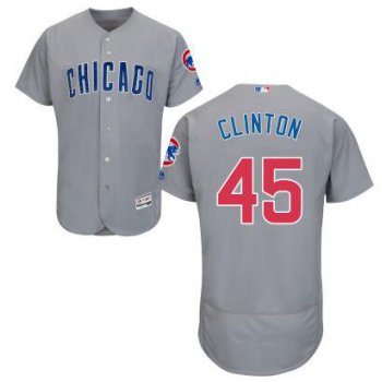 Men's Chicago Cubs #45 Presidential Candidate Hillary Clinton Gray Jersey