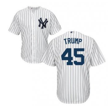 Men's New York Yankees #45 Presidential Candidate Donald Trump White Jersey