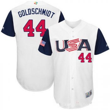 Men's Team USA Baseball Majestic #44 Paul Goldschmidt White 2017 World Baseball Classic Stitched Authentic Jersey