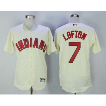 Men's Cleveland Indians #7 Kenny Lofton Cream Stitched MLB Majestic Flex Base Jersey