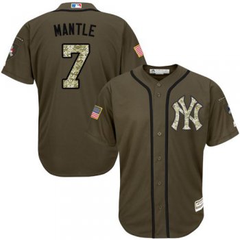 New York Yankees #7 Mickey Mantle Green Salute to Service Stitched MLB Jersey