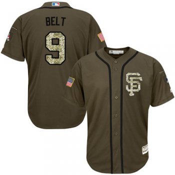 San Francisco Giants #9 Brandon Belt Green Salute to Service Stitched MLB Jersey