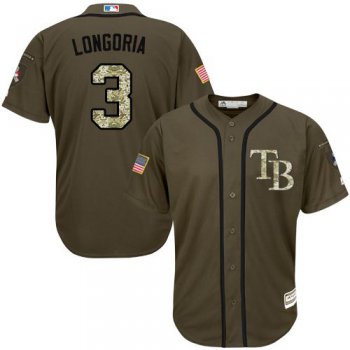 Tampa Bay Rays #3 Evan Longoria Green Salute to Service Stitched MLB Jersey