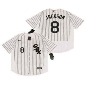 Men's Chicago White Sox #8 Bo Jackson White Pinstripe Stitched MLB Flex Base Nike Jersey