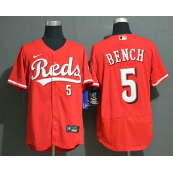 Men's Cincinnati Reds #5 Johnny Bench Red Stitched MLB Flex Base Nike Jersey